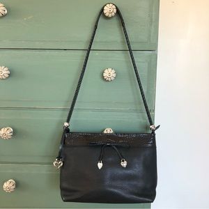 Brighton Darlene black pebbled leather croc shoulder bag